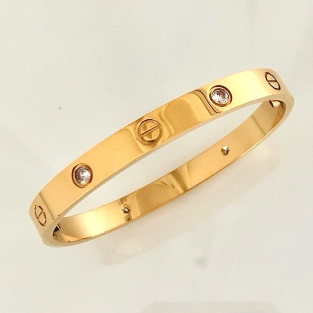 Gold Screw Bracelet 4 Zirconia Classic Model